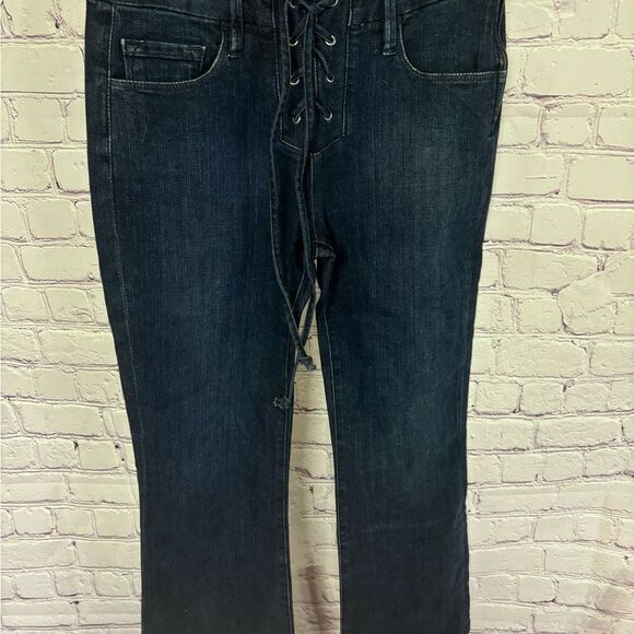 FRAME Denim Le Crop Mini Boot Lace Up Front Side Zip Boho Grunge Jeans Size 25 - Picture 3 of 11